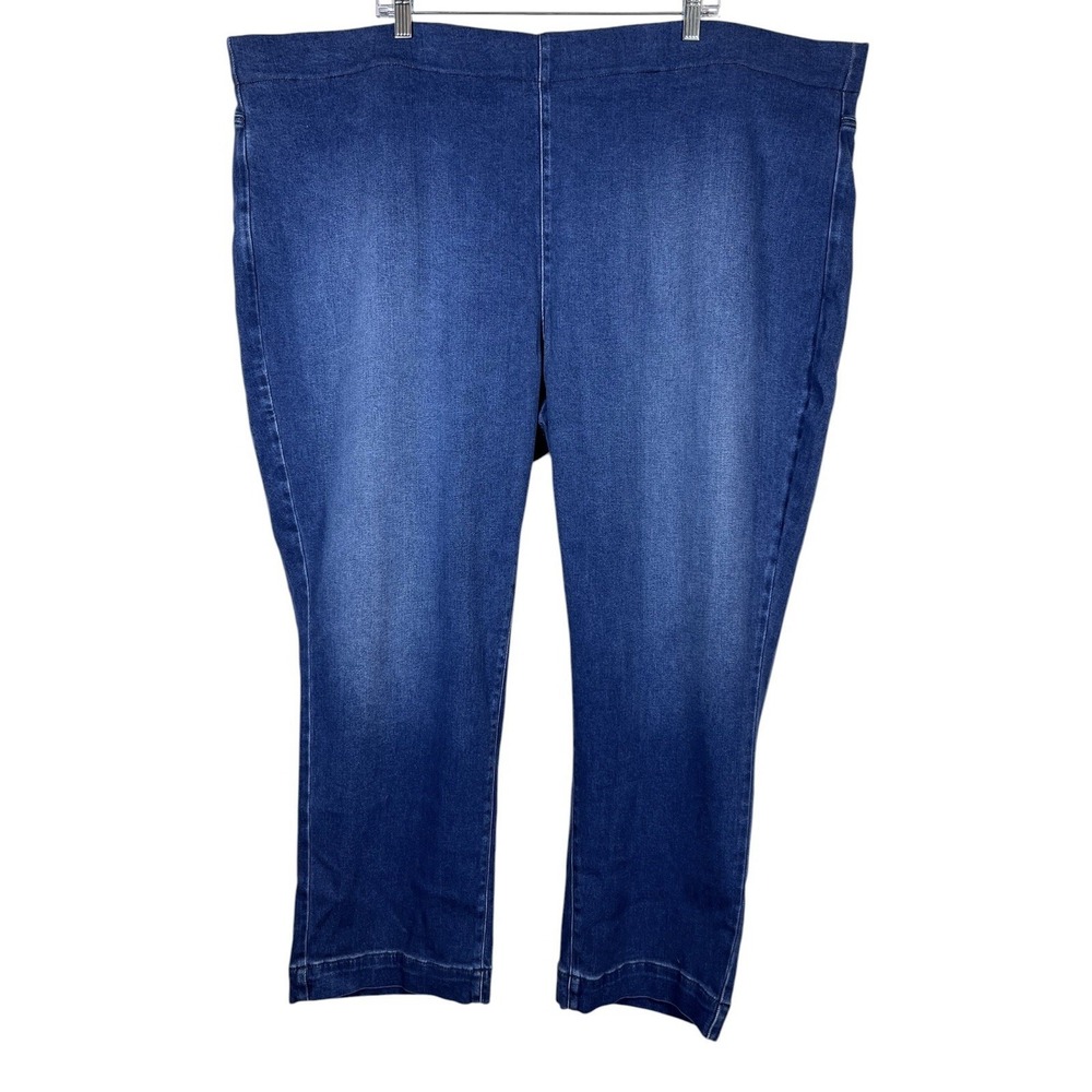 New NYDJ Sz 4X Jeans Pull On Bailey Relaxed Med Blue Wash Stretch Denim Plus NWT